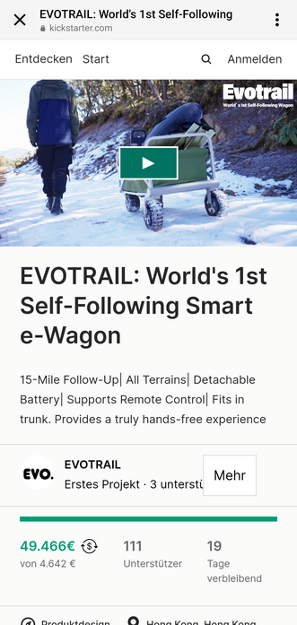 EVOTRAIL: World's 1st Self-Following Smart e-Wagon
15-Mile Follow-Up| All Terrains| Detachable Battery| Supports Remote Control| Fits in trunk. Provides a truly hands-free experience
