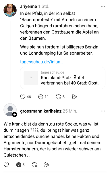grossmann.karlheinz
Wie krank bist du denn ,du rote Socke, was willst du mir sagen ????, du bringst hier was ganz entscheidendes durcheinander, keine Fakten und Argumente, nur Dummgebabbel . ,geh mal deinen Hamster bohnern, der is schon wieder schwer am Quietschen . .